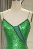 Load image into Gallery viewer, Glitter Dark Green Mermaid Backless Long Formal Dress With Slit