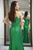 Load image into Gallery viewer, Sparkly Dark Green Mermaid Long Formal Dress With Slit