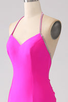 Load image into Gallery viewer, Fuchsia Mermaid Halter Neck Backless Long Formal Dress
