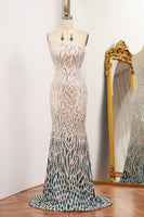 Load image into Gallery viewer, Glitter Dark Green Mermaid One Shoulder Long Formal Dress With Sequins