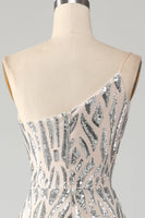 Load image into Gallery viewer, Sparkly Mermaid One Shoulder Dark Green Sequins Long Formal Dress