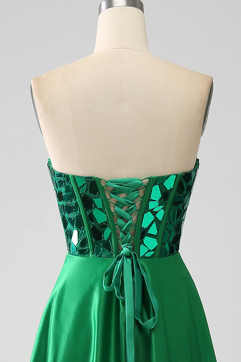 Load image into Gallery viewer, A-Line Sweetheart Dark Green Corset Formal Dress