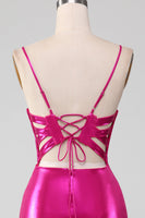 Load image into Gallery viewer, Sparkly Hot Pink Mermaid Simple Formal Dress With Slit