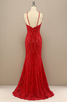 Load image into Gallery viewer, Mermaid Navy Lace Long Formal Dress with Slit