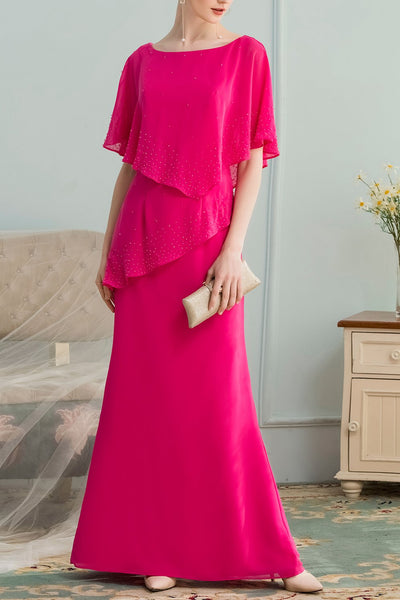 A-line Long Chiffon Mother Of The Bride Dress with Beading