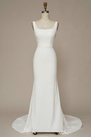 Load image into Gallery viewer, Mermaid Square Neck White Long Wedding Dress