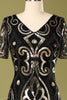 Load image into Gallery viewer, 1920s Black Sequins Flapper Dress