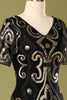 Load image into Gallery viewer, 1920s Black Sequins Flapper Dress