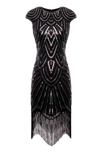 Gold Gatsby Glitter Fringe 1920s Dress