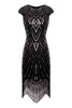 Load image into Gallery viewer, Black Gatsby Glitter Fringe 1920s Dress