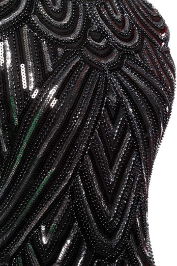 Black Gatsby Glitter Fringe 1920s Dress