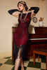 Load image into Gallery viewer, Red Gatsby Glitter Fringe 1920s Flapper Dress