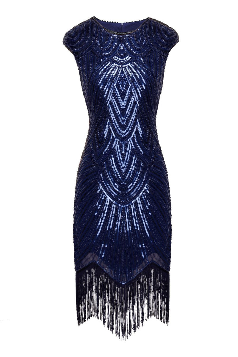 Load image into Gallery viewer, Gold Gatsby Glitter Fringe 1920s Dress