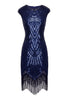 Load image into Gallery viewer, Black Gatsby Glitter Fringe 1920s Dress