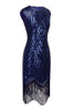 Load image into Gallery viewer, Round Neck Royal Blue Sequins 1920s Dress