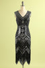 Load image into Gallery viewer, Black and Silver Sequin 1920s Dress