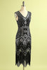 Load image into Gallery viewer, Black and Red Sequin 1920s Dress