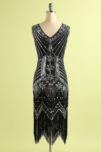 Black and Green Sequin 1920s Dress