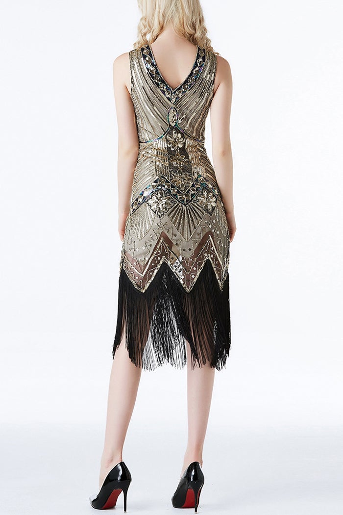 Load image into Gallery viewer, Black and Green Sequin 1920s Dress