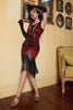 Load image into Gallery viewer, Black and Red Sequin 1920s Dress