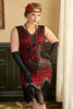 Load image into Gallery viewer, Red Sequin Plus Size 1920s Dress with Fringes