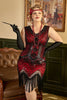 Load image into Gallery viewer, Red Sequin Plus Size 1920s Dress with Fringes