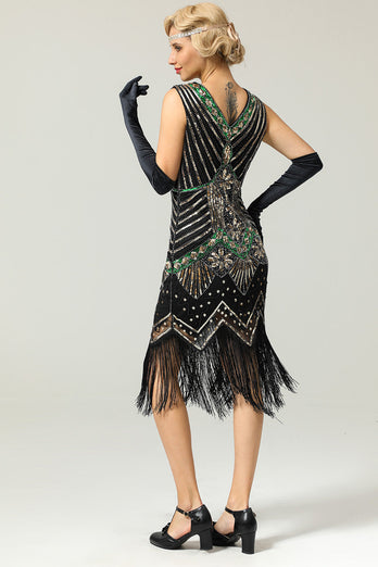 Royal Blue Glitter Fringe Gatsby 1920s Flapper Dress