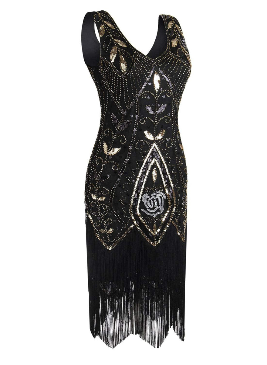 Load image into Gallery viewer, Ivory Sequins Glitter Fringe 1920s Dress