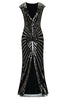 Load image into Gallery viewer, Black and Gold Mermaid 1920s Sequined Flapper Dress