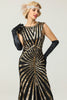 Load image into Gallery viewer, Black and Gold Mermaid 1920s Sequined Flapper Dress