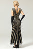 Load image into Gallery viewer, Black and Gold Mermaid 1920s Sequined Flapper Dress