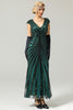 Load image into Gallery viewer, Black and Gold Mermaid 1920s Sequined Flapper Dress