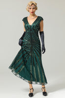 Load image into Gallery viewer, Green Mermaid 1920s Sequined Flapper Dress