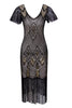 Load image into Gallery viewer, Black Sequin Fringe 1920s Dress