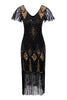 Load image into Gallery viewer, Black and Gold Sequin 1920s Dress