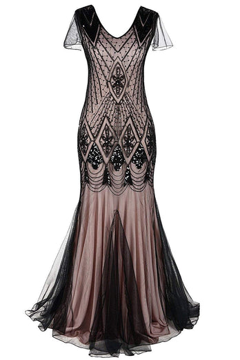 Burgundy Long Sequin 1920s Dress