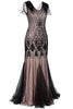 Load image into Gallery viewer, Black and Gold Long Sequin 1920s Dress