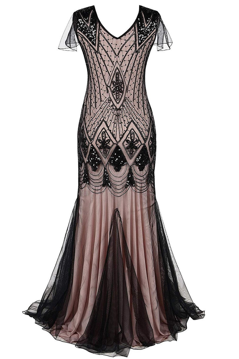 Load image into Gallery viewer, Burgundy Long Sequin 1920s Dress