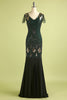 Load image into Gallery viewer, Black and Green Long Sequin 1920s Dress