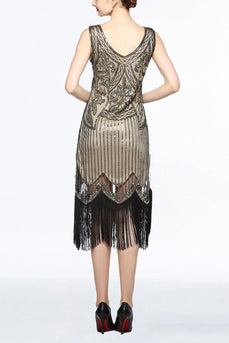 Gold 1920s Fringe Sequin Flapper Dress