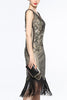 Load image into Gallery viewer, Black 1920s Fringe Sequin Flapper Dress