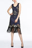 Load image into Gallery viewer, Navy 1920s Fringe Sequin Flapper Dress