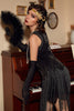 Load image into Gallery viewer, Black 1920s Sequined Flapper Dress