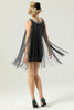 Load image into Gallery viewer, Round Neck Black Fringed 1920&#39;s Dress