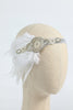 Load image into Gallery viewer, Blush 1920s Beaded Sequin Headband with Feather