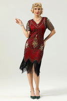Load image into Gallery viewer, Apricot Beaded Sequin 1920s Dress with Sleeves