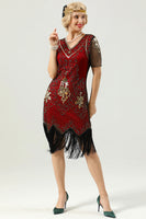 Load image into Gallery viewer, Beaded Red Sequin 1920s Dress with Sleeves