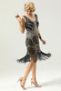 Load image into Gallery viewer, Black Deep V Neck Flapper 1920s Dress