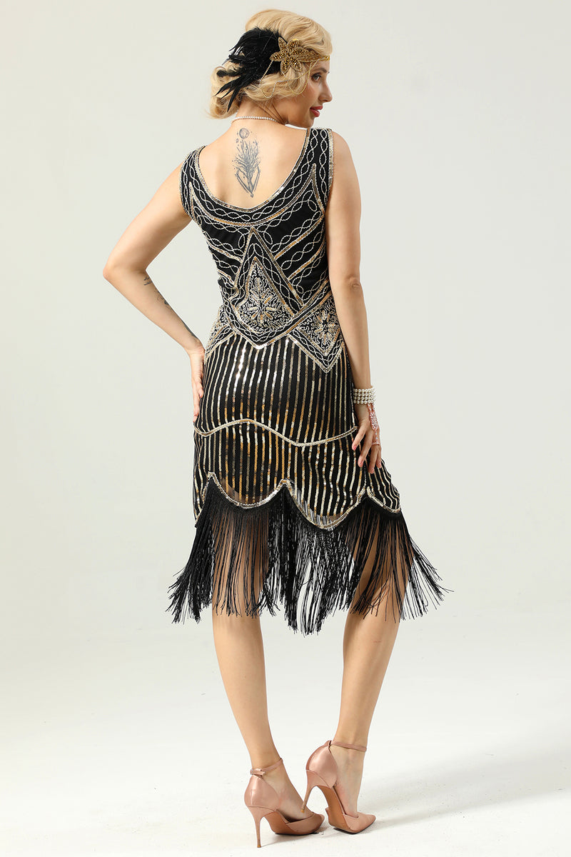 Load image into Gallery viewer, 1920 Retro White Sequins Fringe Dress