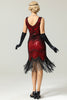 Load image into Gallery viewer, Black Deep V Neck Flapper 1920s Dress